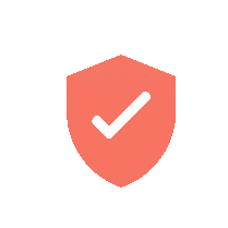 red trust symbol shield with tick