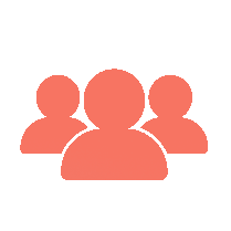 red icon of three people including