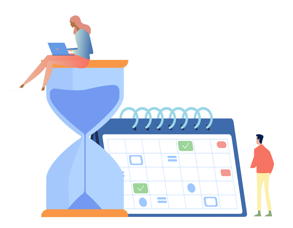Planning ahead with hourglass and calendar
