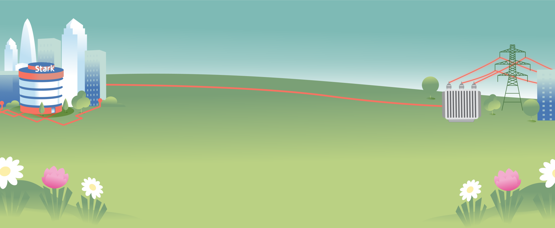 header showing electricity and gas network adoption, connecting to the stark world